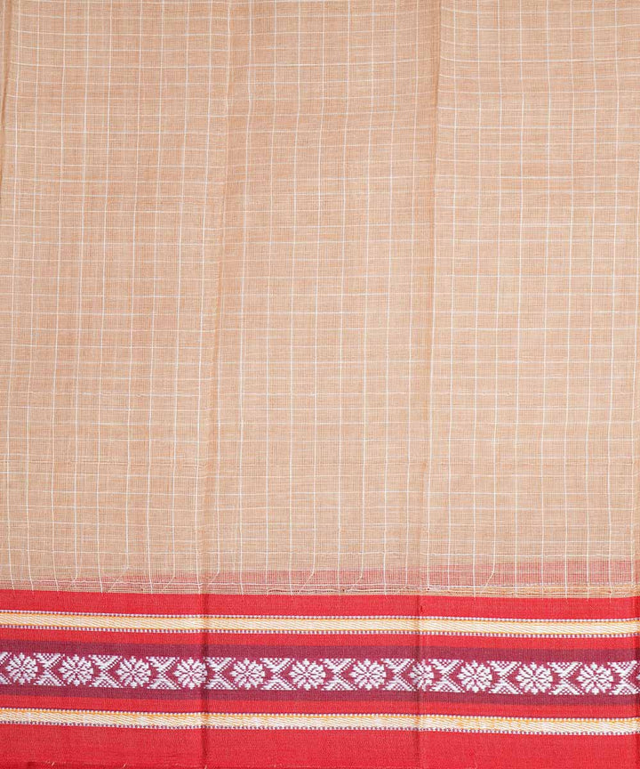 Cream handwoven cotton narayanpet saree