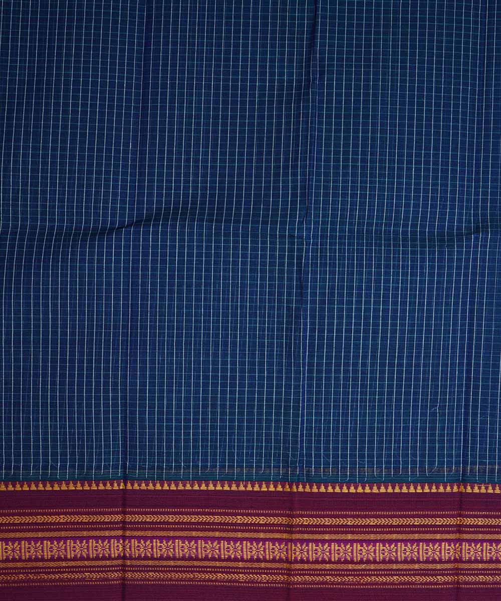 Cyan blue handwoven cotton narayanpet saree