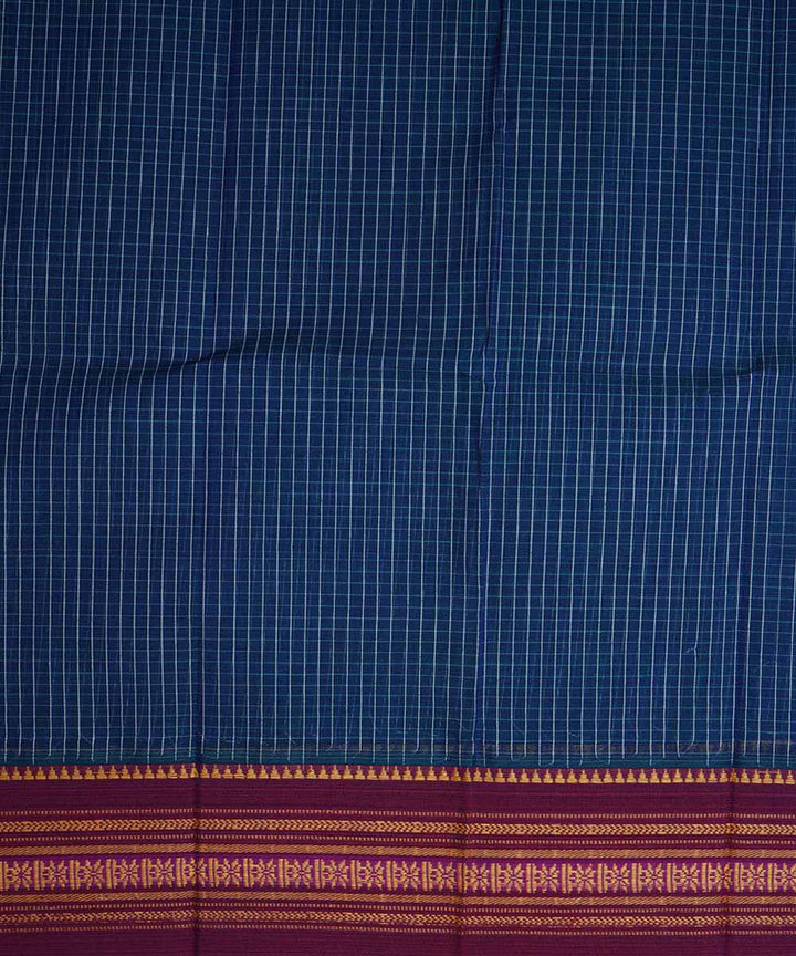 Cyan blue handwoven cotton narayanpet saree
