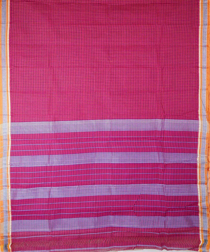 Dark pink handwoven cotton narayanpet saree