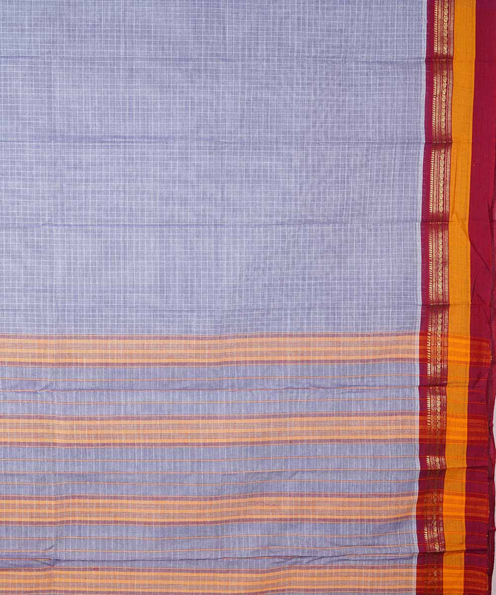 Dark silver handwoven cotton narayanpet saree