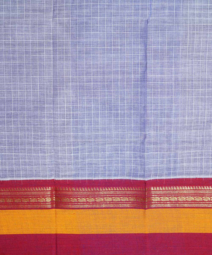 Dark silver handwoven cotton narayanpet saree