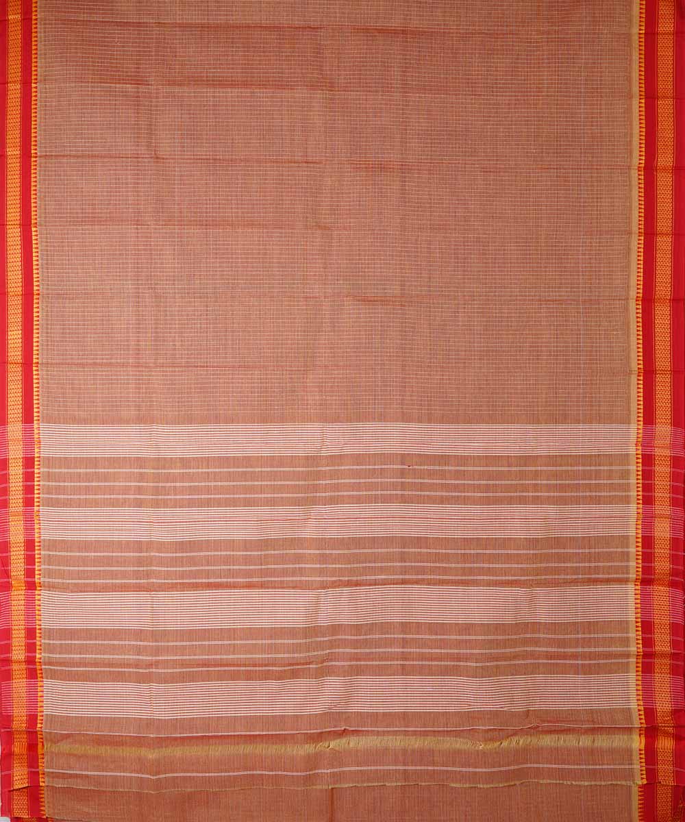 Dull brown handwoven cotton narayanpet saree