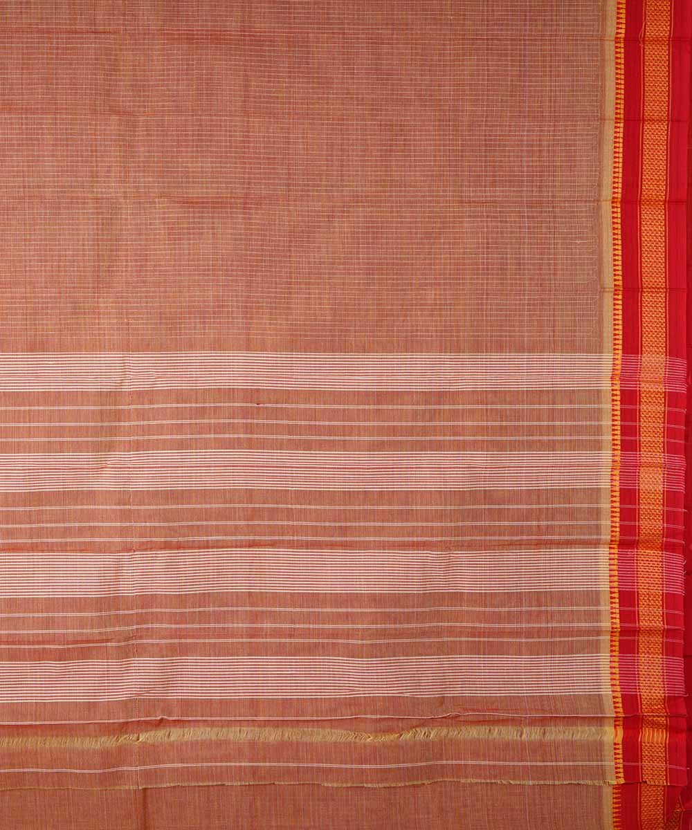 Dull brown handwoven cotton narayanpet saree