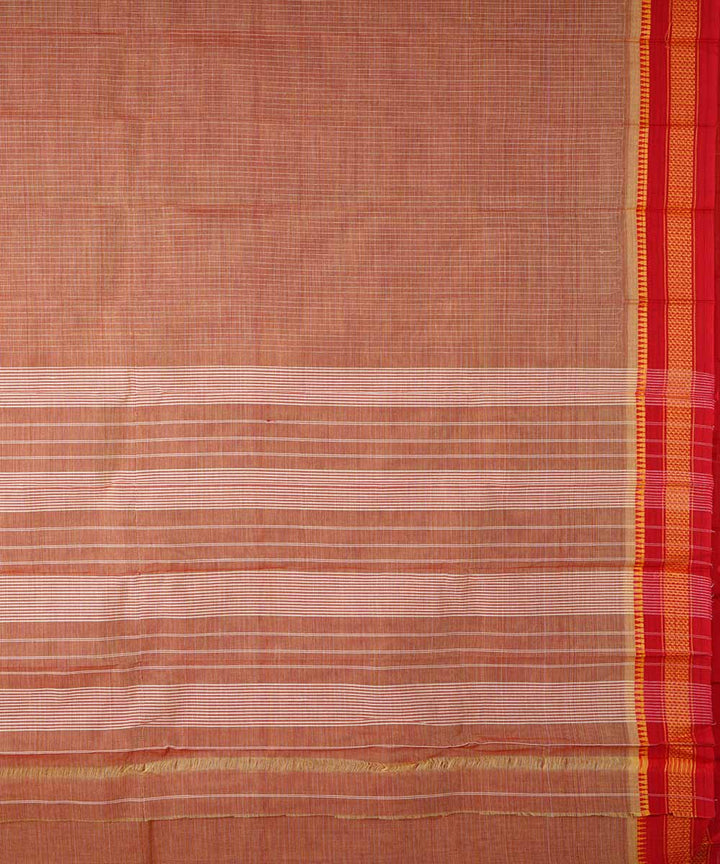 Dull brown handwoven cotton narayanpet saree
