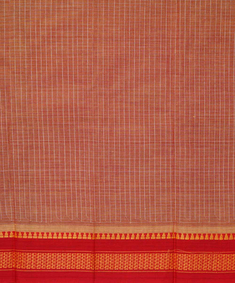 Dull brown handwoven cotton narayanpet saree
