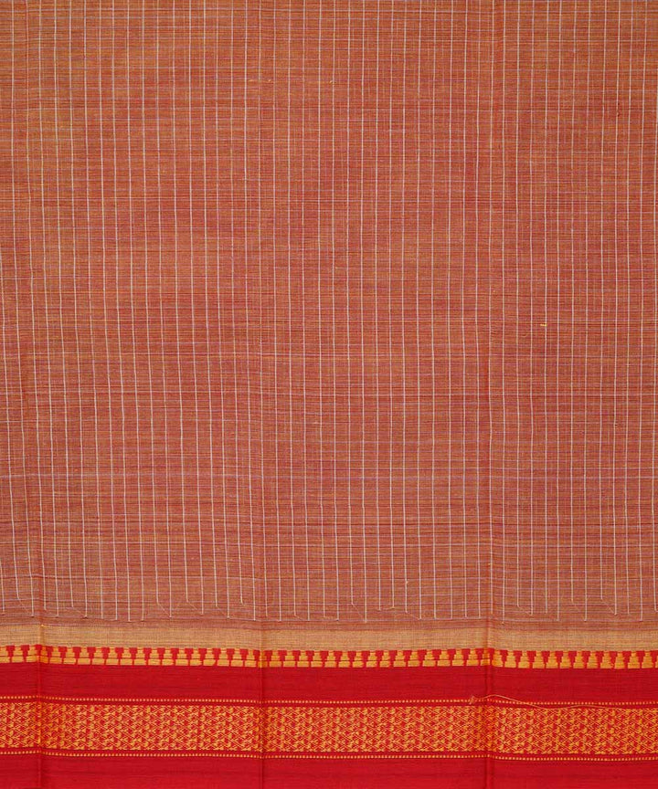 Dull brown handwoven cotton narayanpet saree
