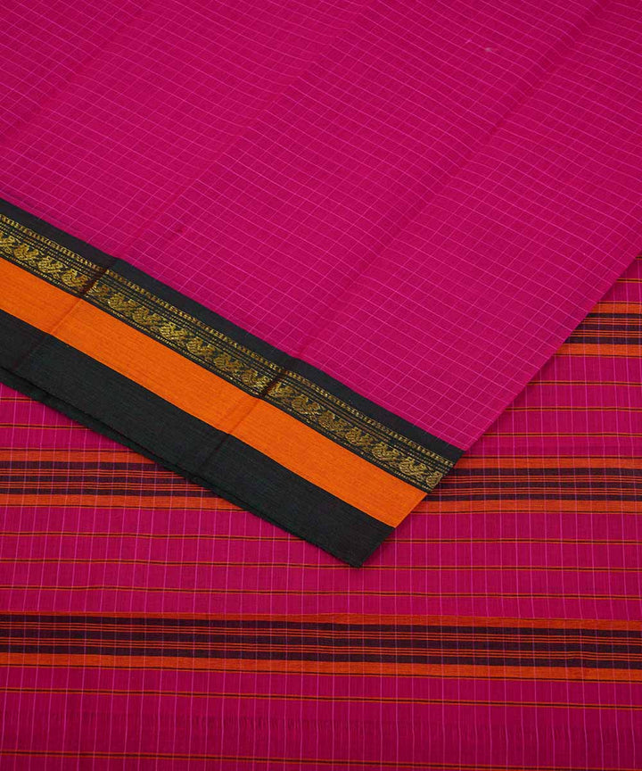 Pink handwoven cotton narayanpet saree