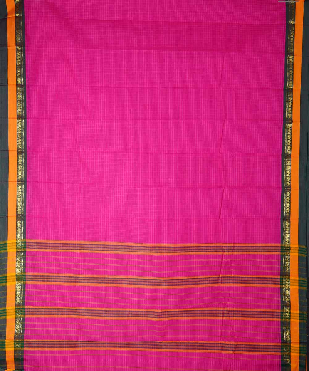 Pink handwoven cotton narayanpet saree