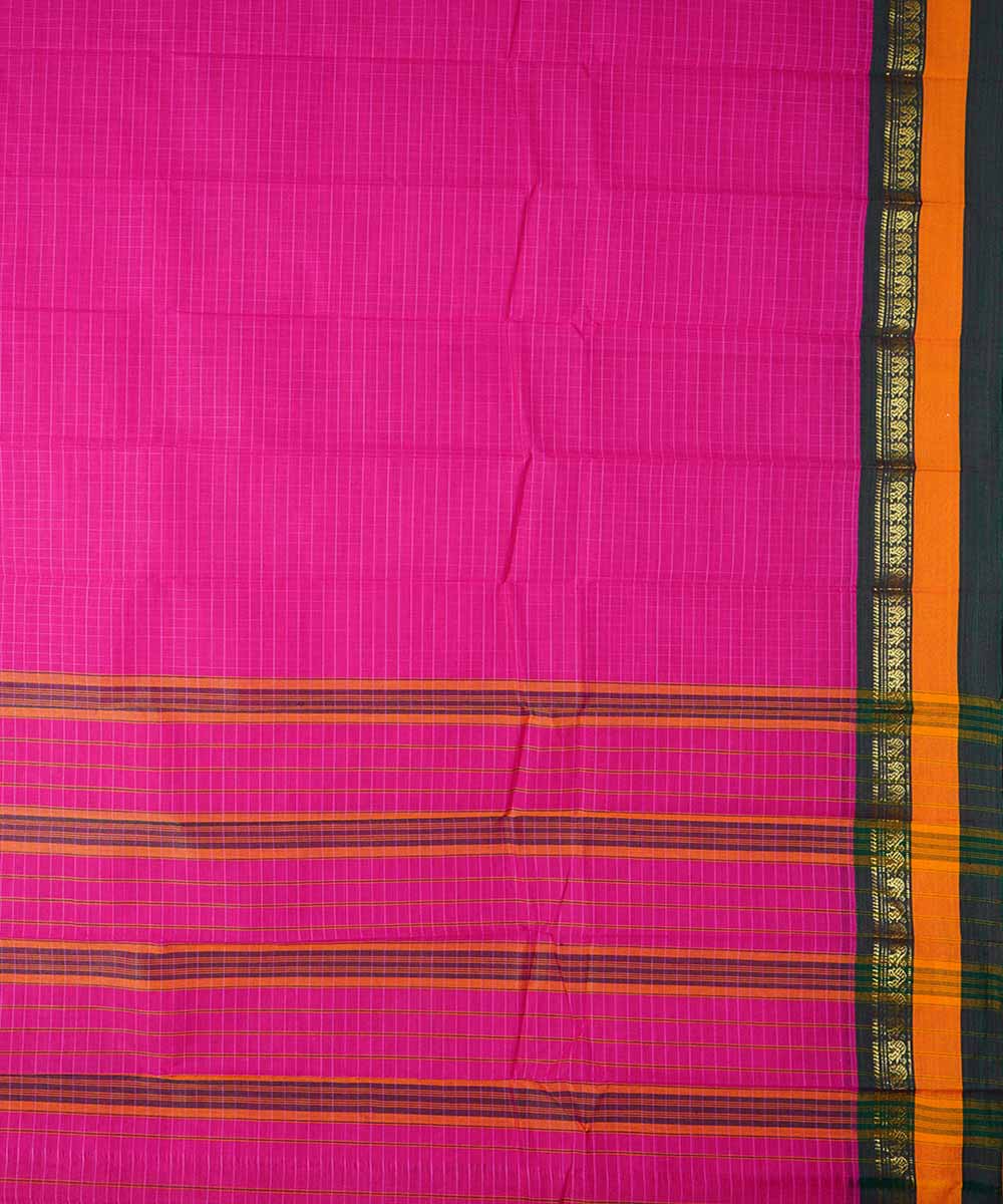 Pink handwoven cotton narayanpet saree