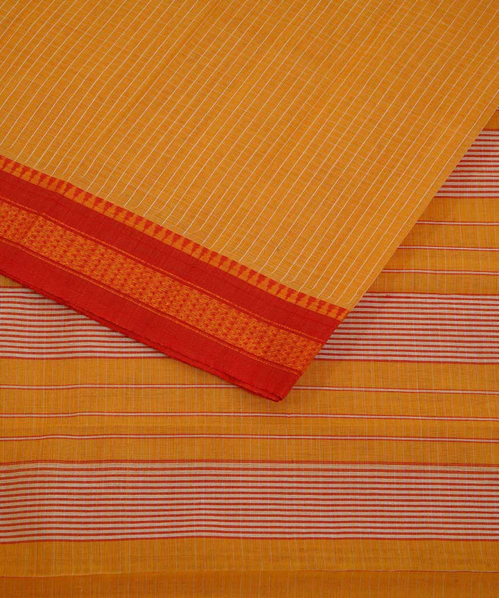 Yellow handwoven cotton narayanpet saree