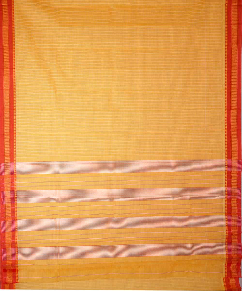 Yellow handwoven cotton narayanpet saree