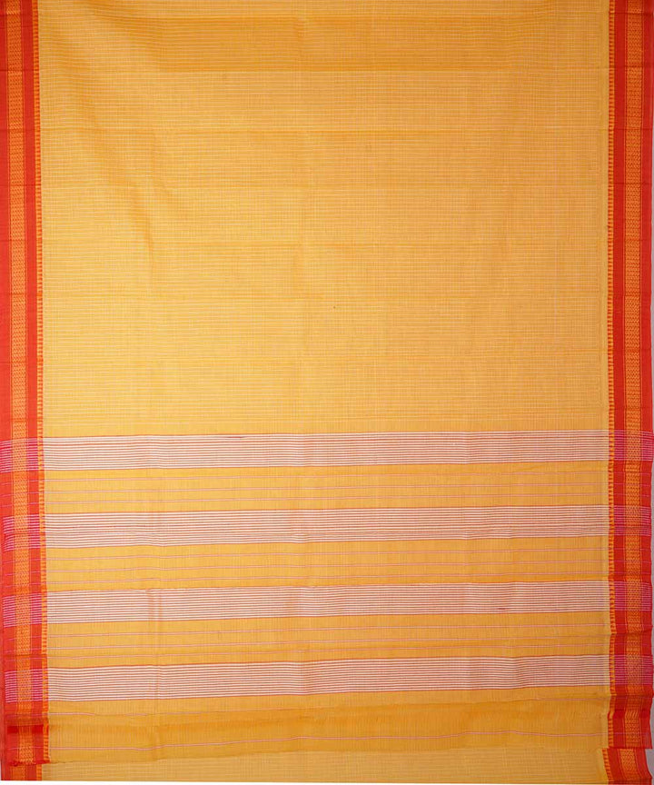 Yellow handwoven cotton narayanpet saree