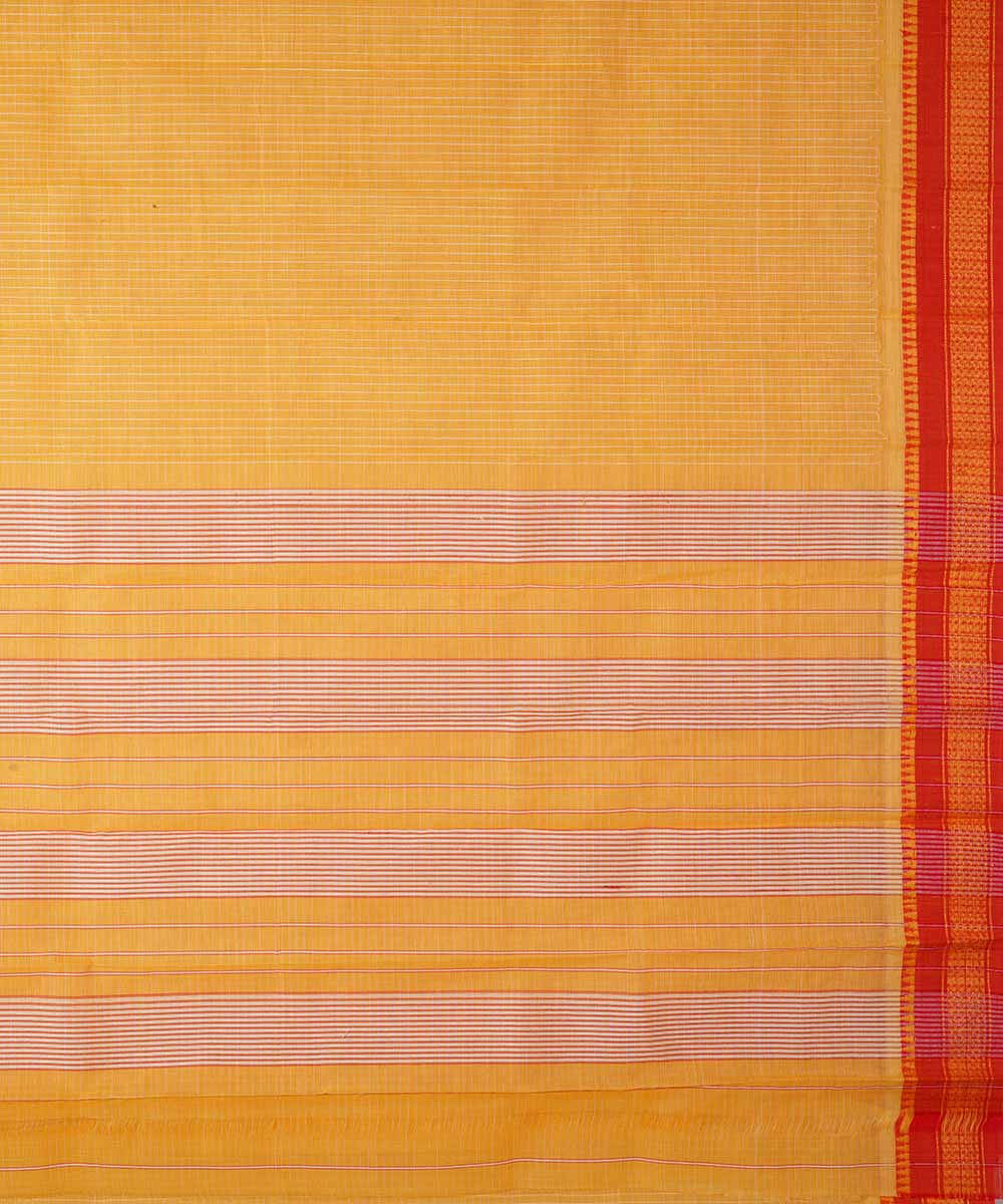 Yellow handwoven cotton narayanpet saree