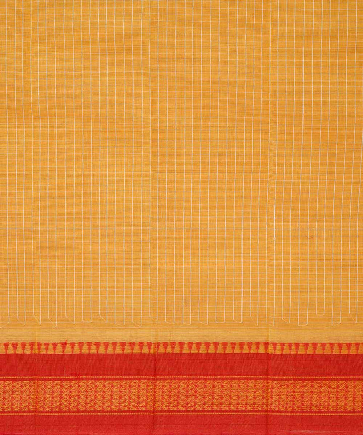 Yellow handwoven cotton narayanpet saree