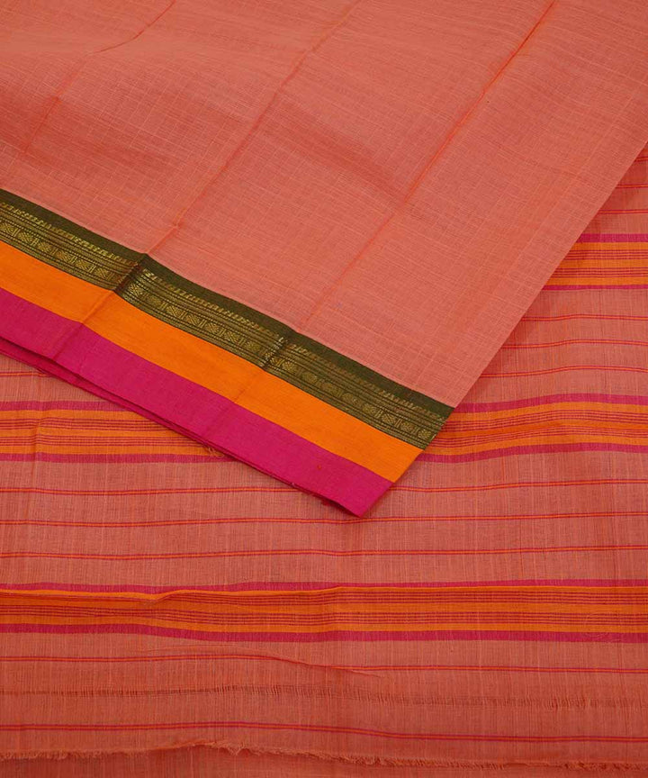 Light pink handwoven cotton narayanpet saree