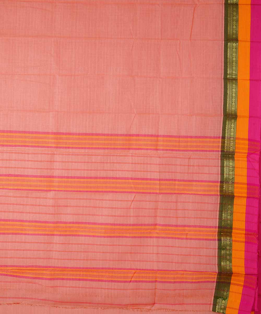 Light pink handwoven cotton narayanpet saree