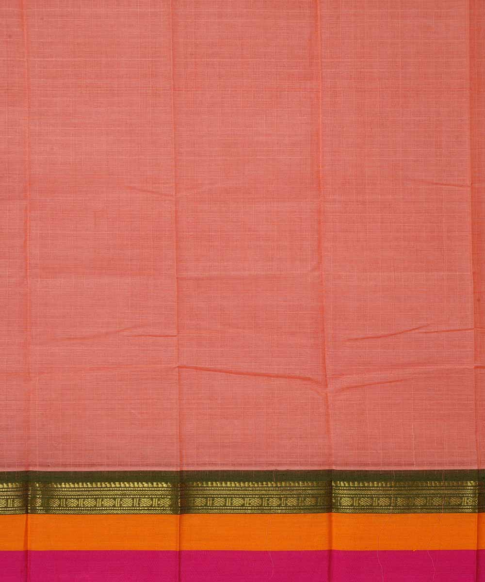 Light pink handwoven cotton narayanpet saree
