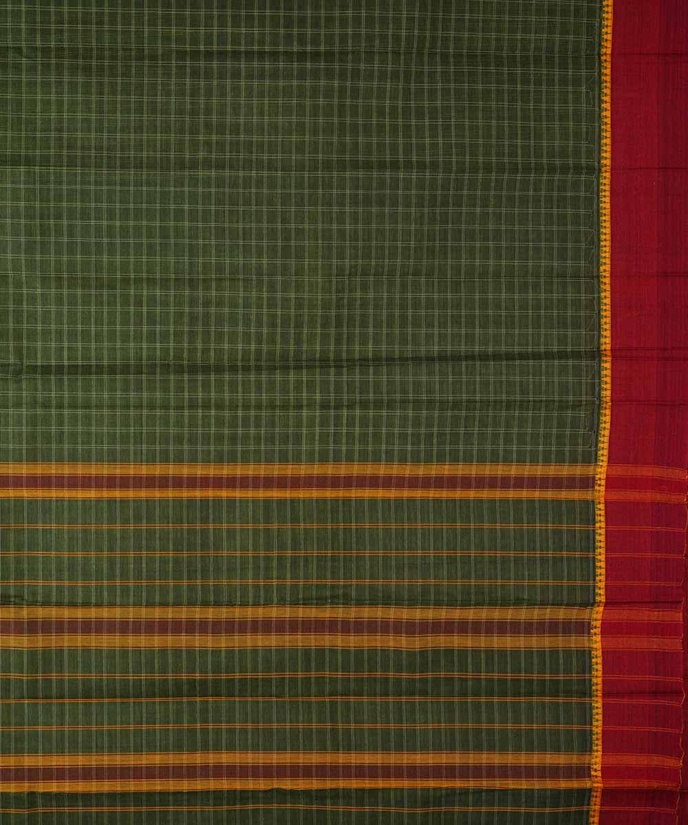 Dark green handwoven cotton narayanpet saree