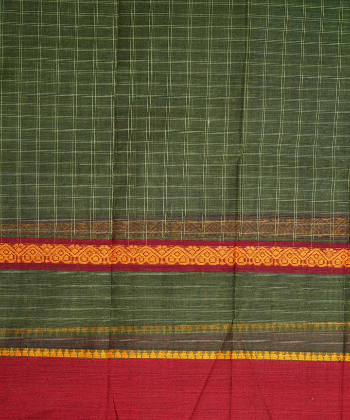 Dark green handwoven cotton narayanpet saree