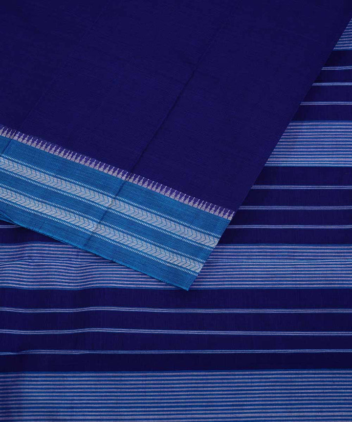 Blue handwoven cotton narayanpet saree