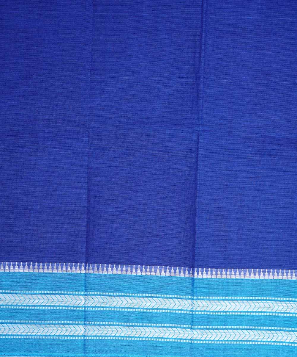 Blue handwoven cotton narayanpet saree