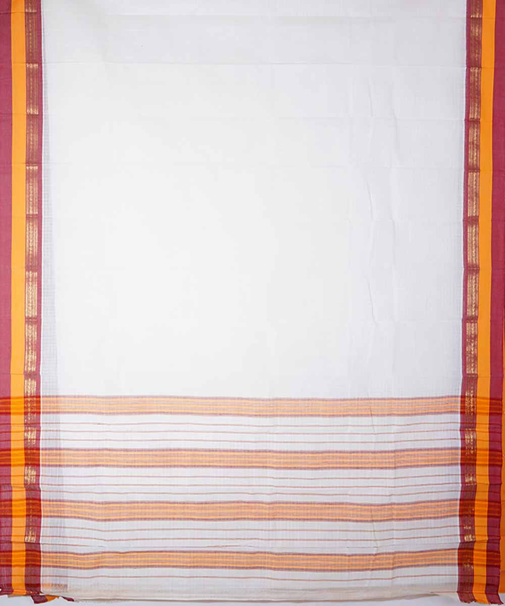 White handwoven cotton narayanpet saree
