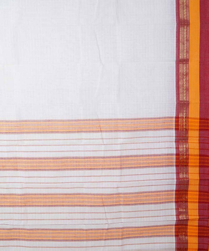 White handwoven cotton narayanpet saree