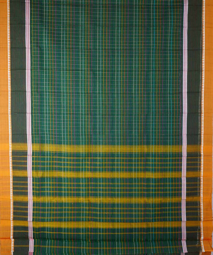 Dark green handloom cotton narayanpet saree