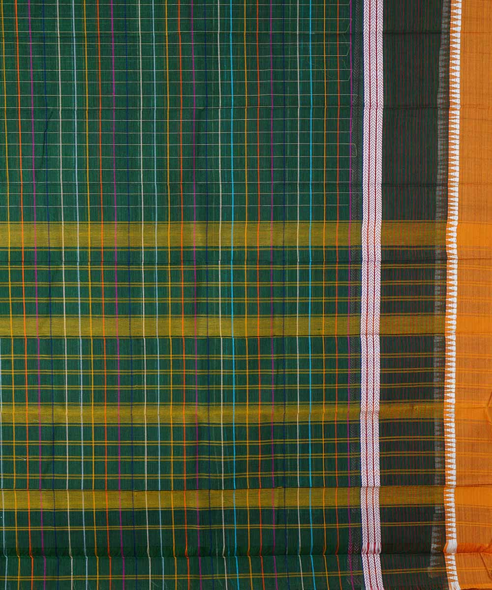 Dark green handloom cotton narayanpet saree