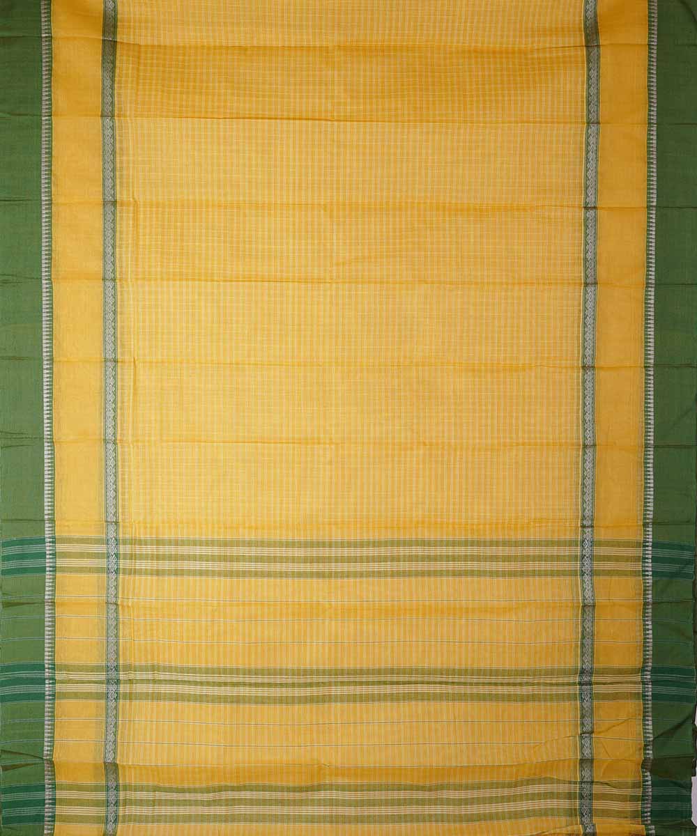 Lemon yellow handwoven cotton narayanpet saree