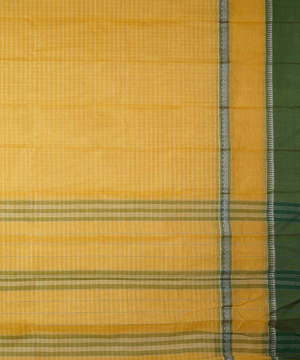Lemon yellow handwoven cotton narayanpet saree