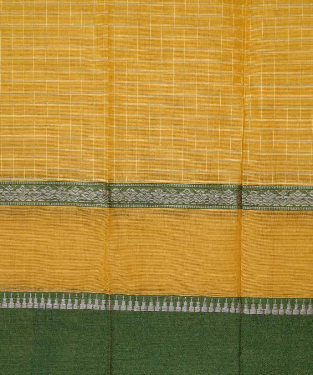 Lemon yellow handwoven cotton narayanpet saree