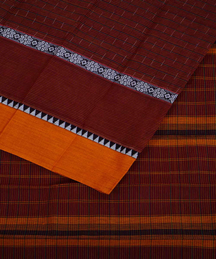Dark red handwoven cotton narayanpet saree