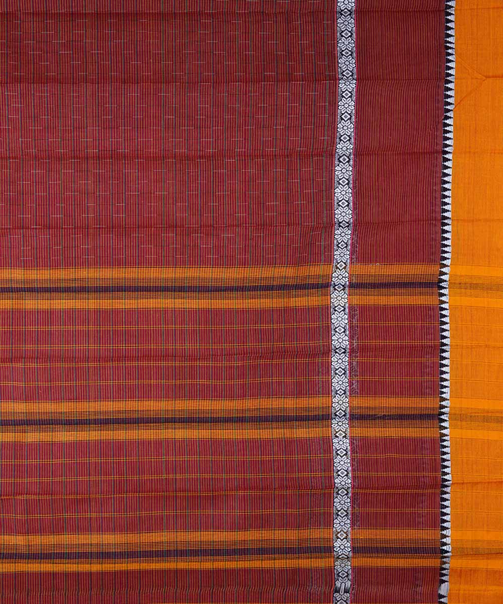 Dark red handwoven cotton narayanpet saree