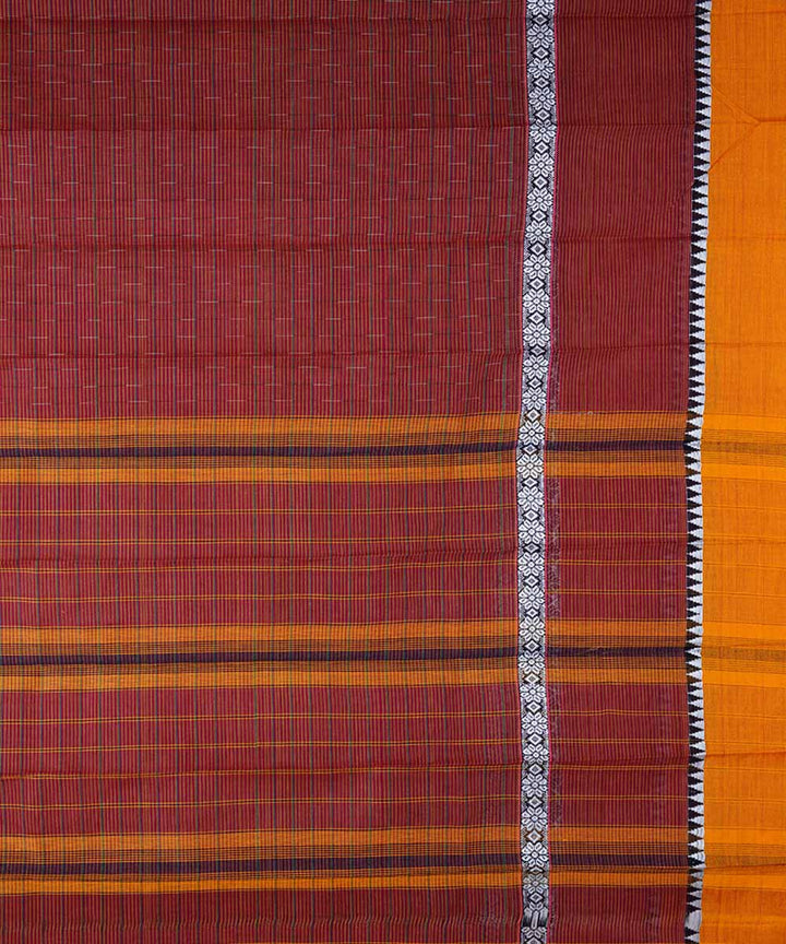Dark red handwoven cotton narayanpet saree