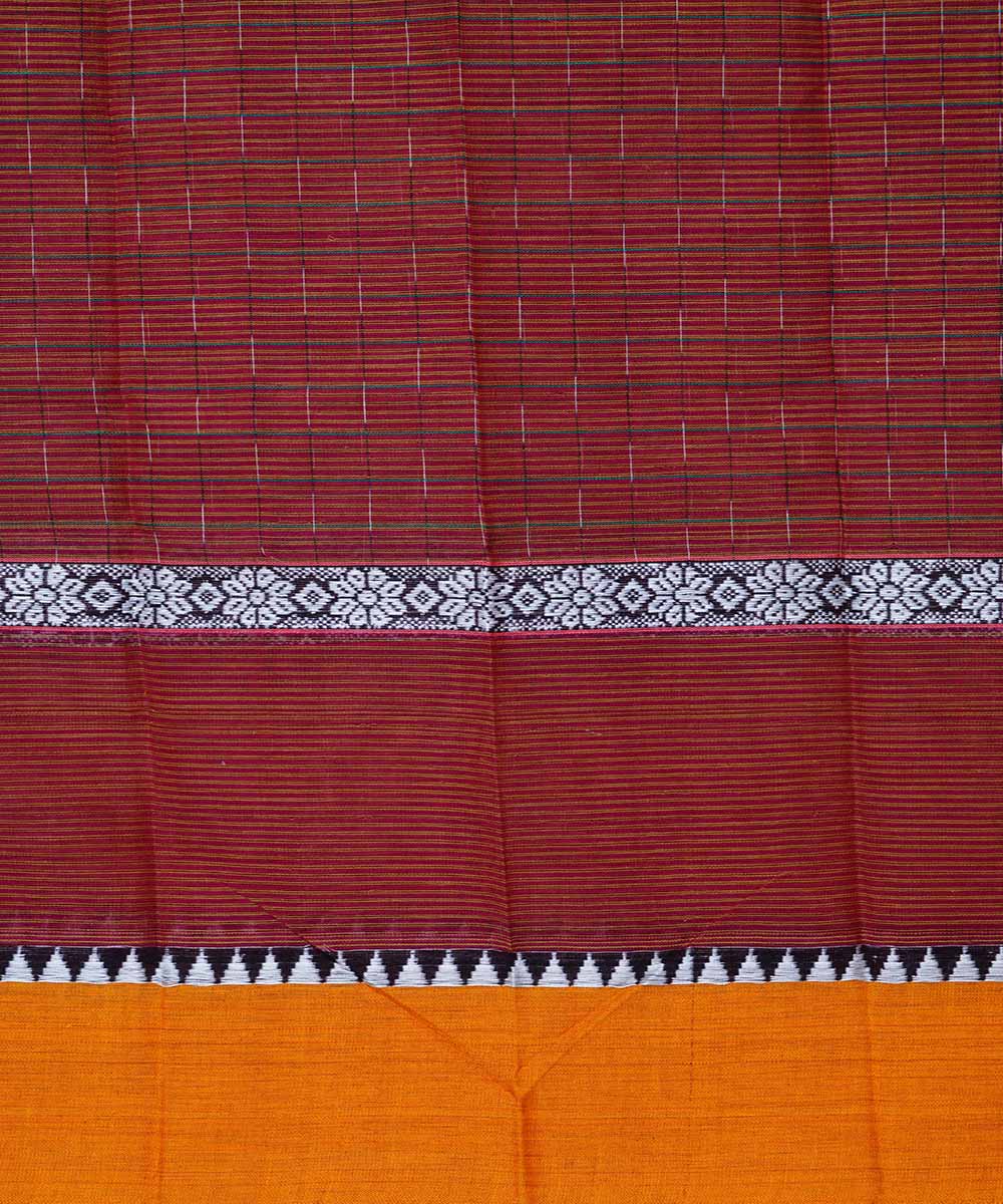 Dark red handwoven cotton narayanpet saree