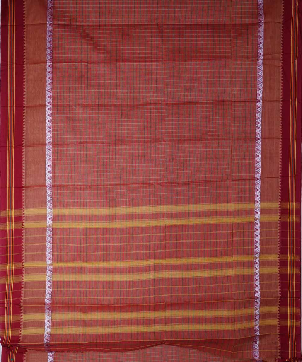 Maroon handwoven cotton narayanpet saree