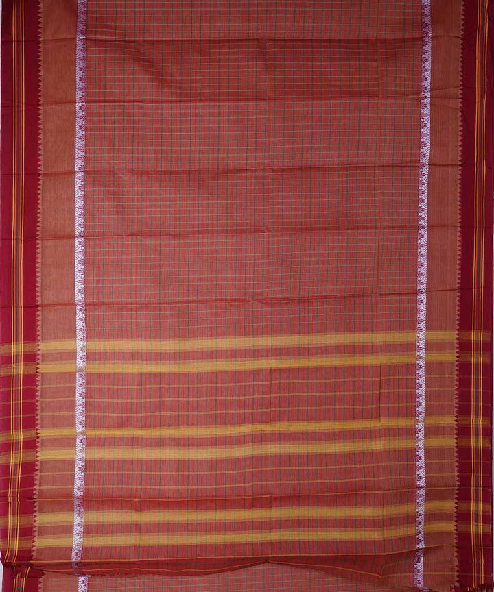Maroon handwoven cotton narayanpet saree