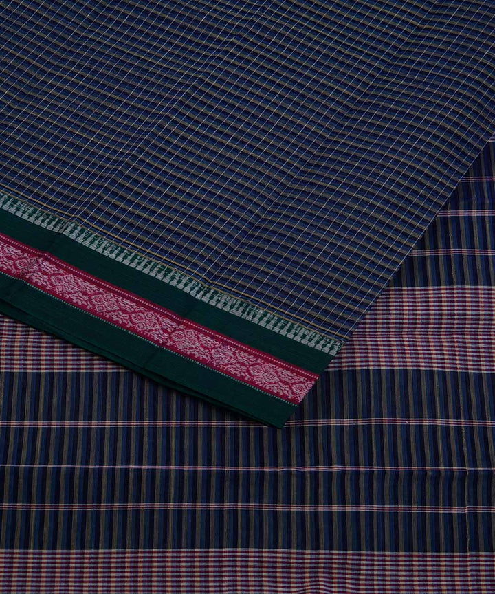 Midnight blue handwoven cotton narayanpet saree