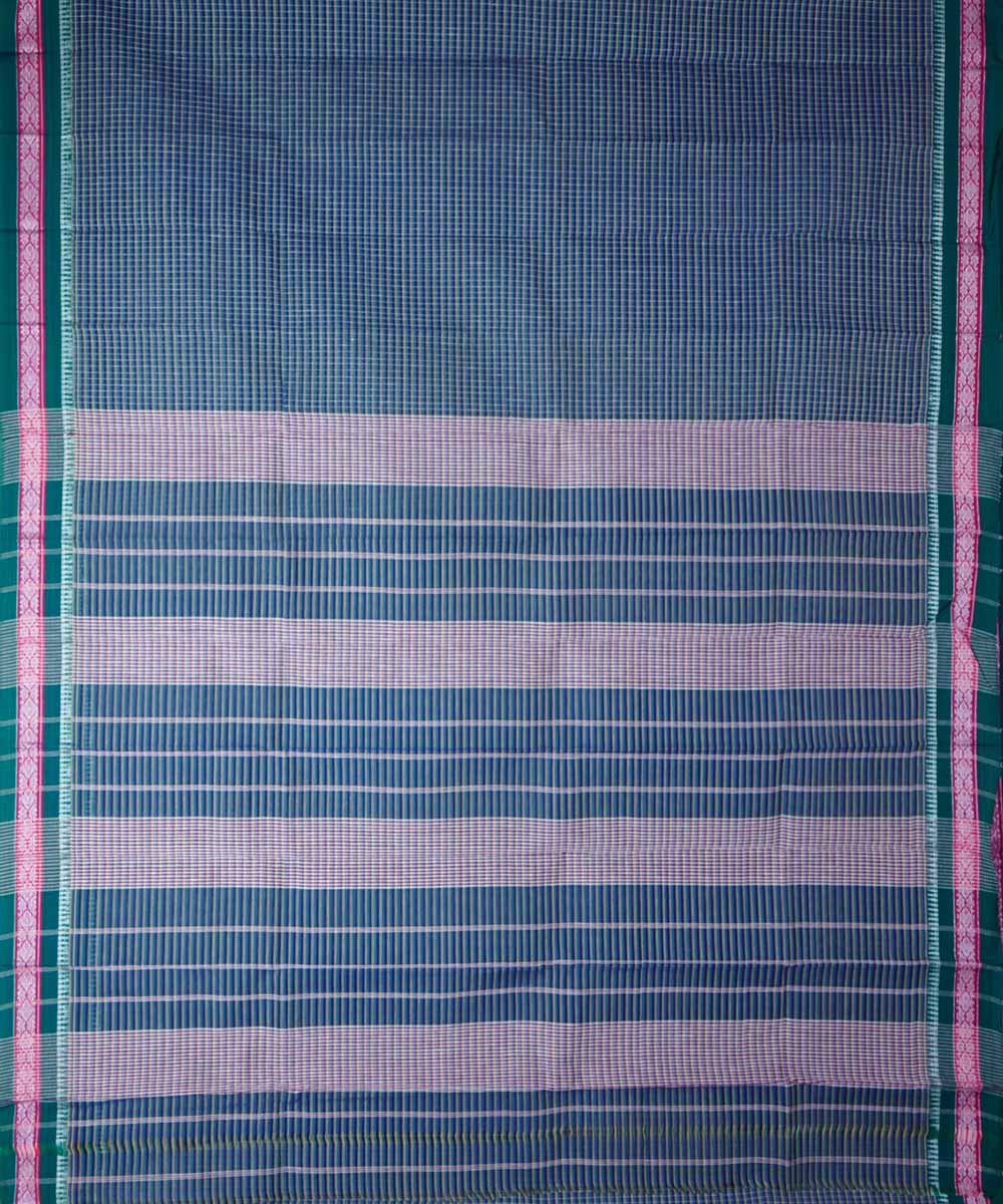 Midnight blue handwoven cotton narayanpet saree