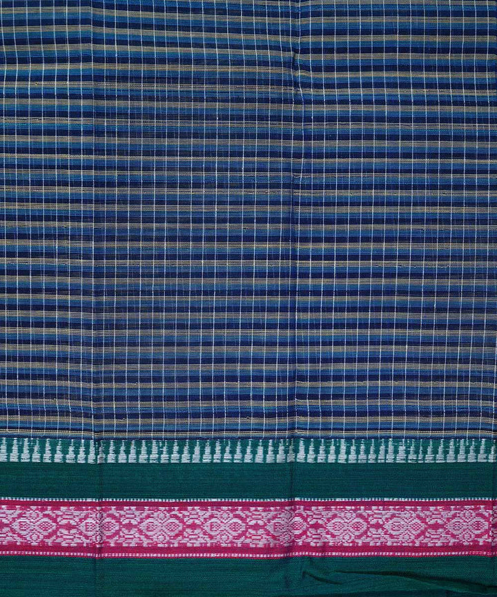 Midnight blue handwoven cotton narayanpet saree