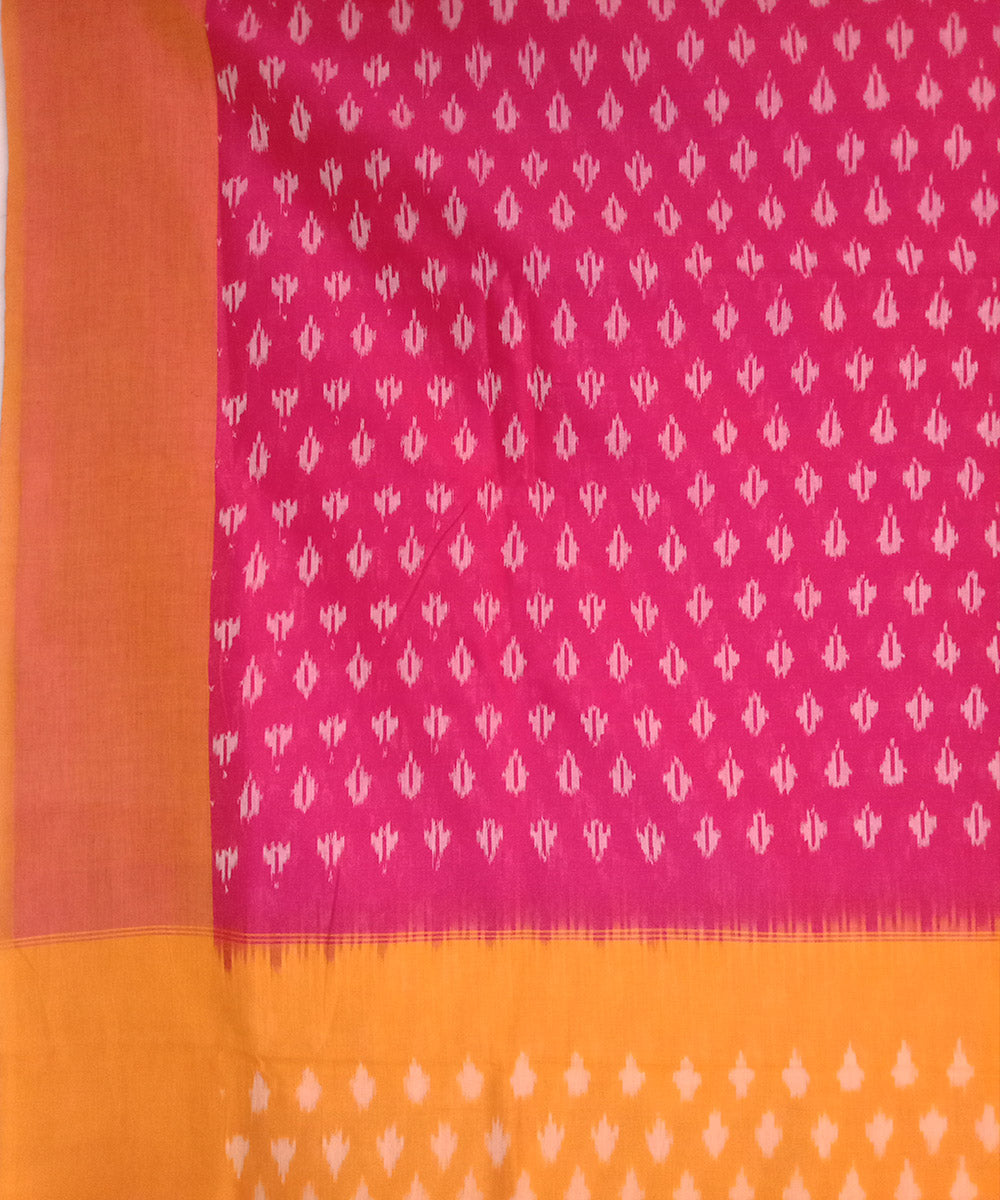 Pink handwoven cotton pochampally ikat saree