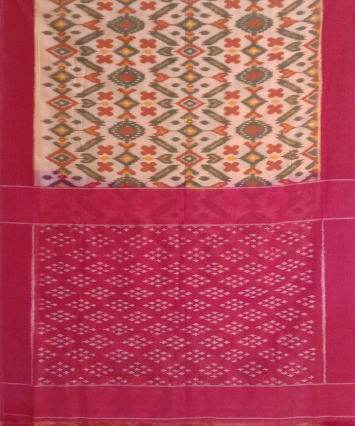 Cream handloom cotton pochampally ikat saree