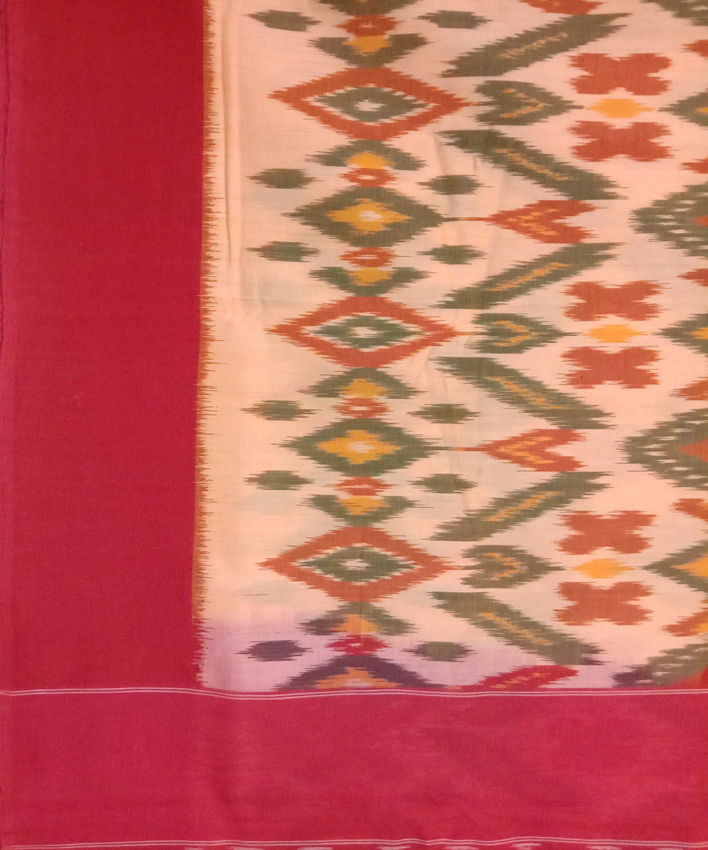 Cream handloom cotton pochampally ikat saree