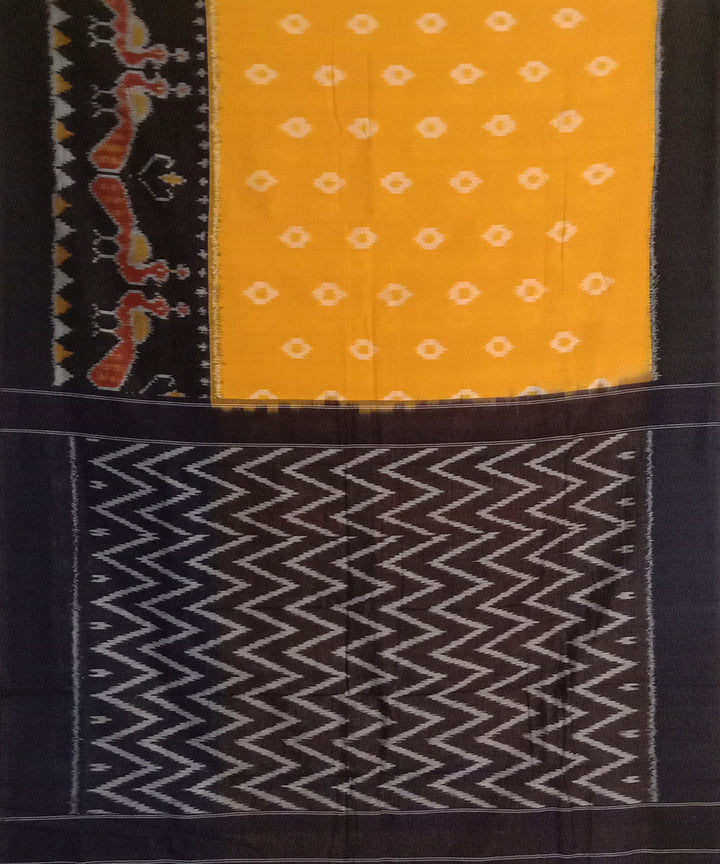 Yellow handwoven cotton pochampally ikat saree