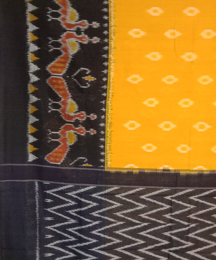 Yellow handwoven cotton pochampally ikat saree