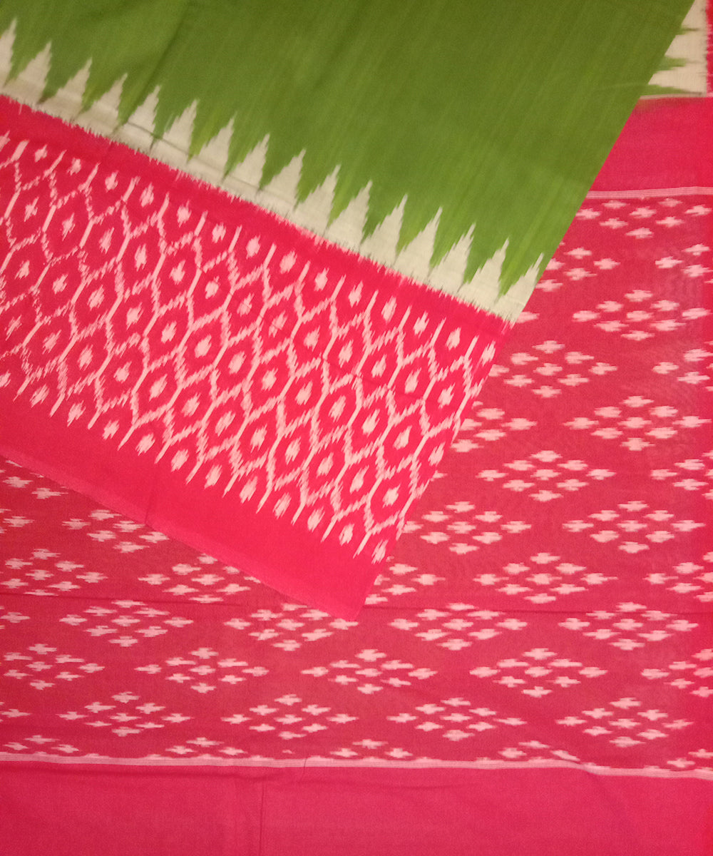 Green handwoven cotton pochampally ikat saree