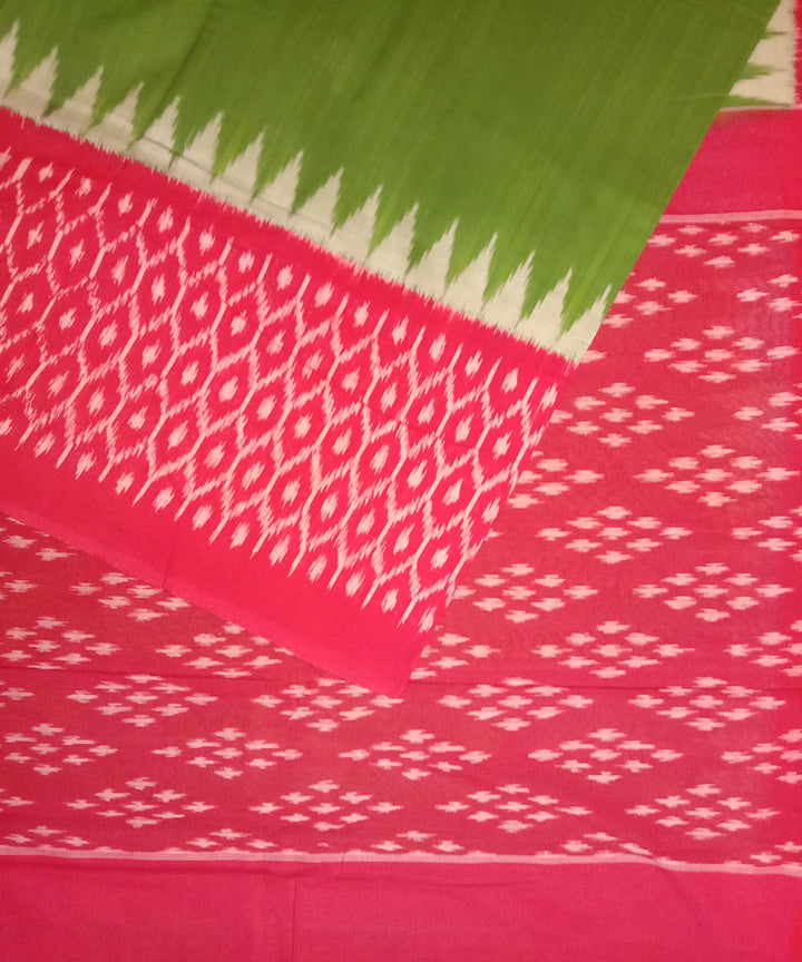 Green handwoven cotton pochampally ikat saree