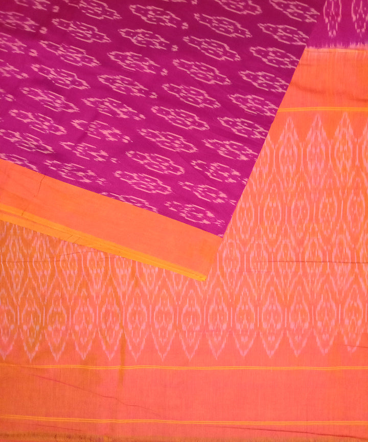 Purple  Pink handwoven cotton pochampally ikat saree